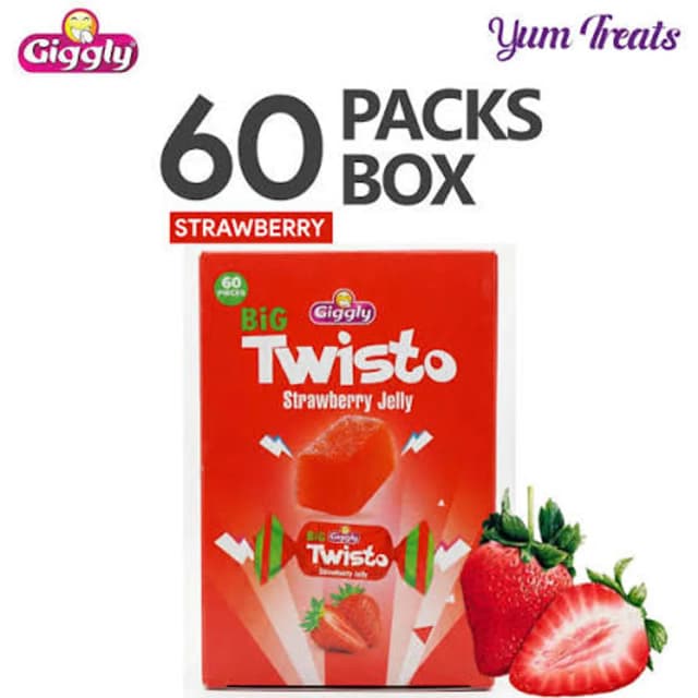 Giggly Big Twisto Strawberry Jelly Candy 60Pc