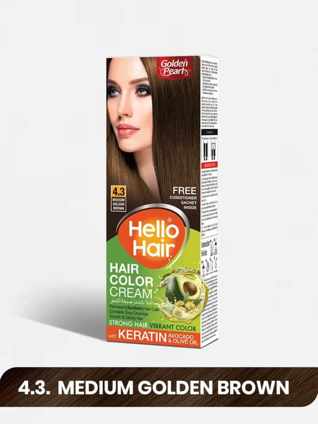 Golden Pearl Hello Hair Hair Color Cream Medium Golden Brown 4.3