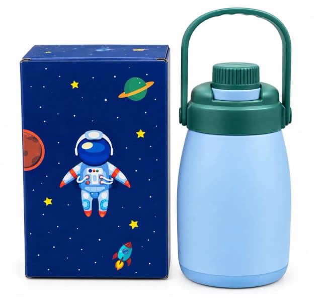 Kids Insulated Water Bottle with Carry Handle – Space Design